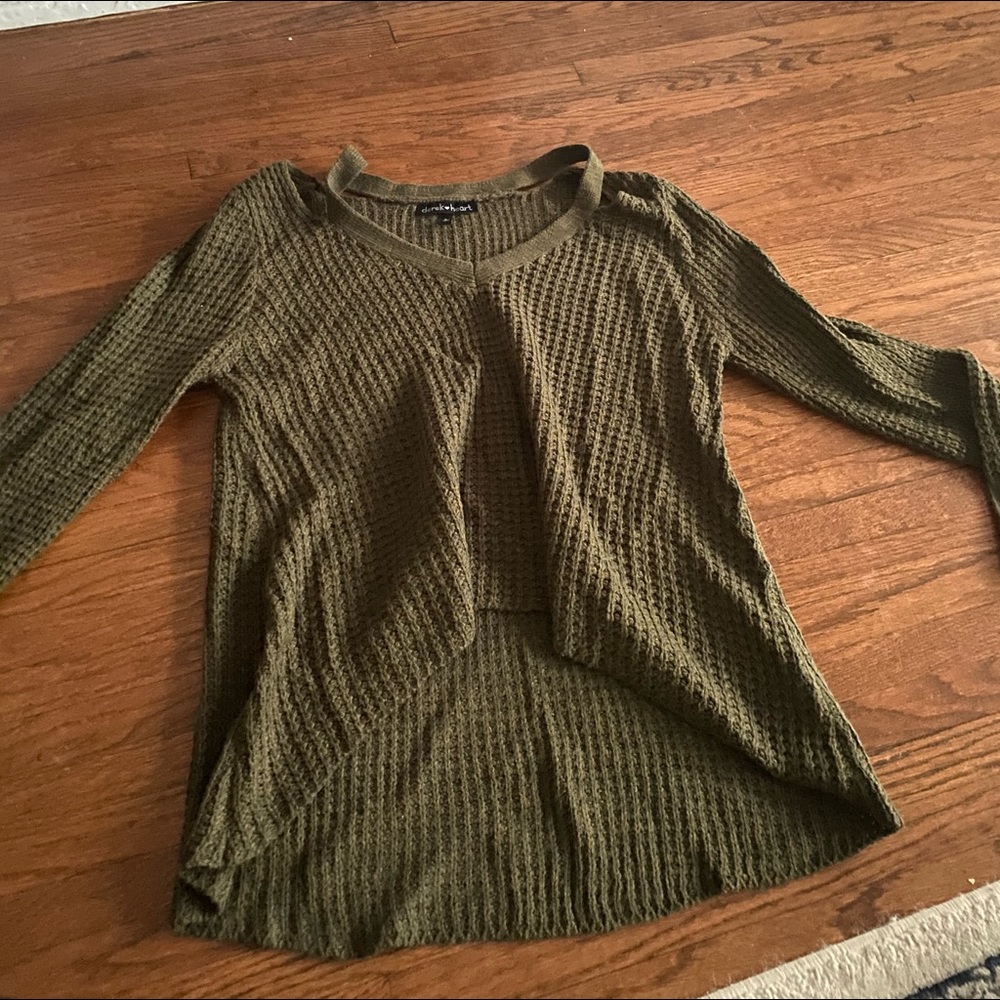 Green Cold Shoulder Knit Sweater (Size L)